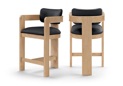 Sacha - Vegan Leather Upholstered Counter Stool With Natural Base