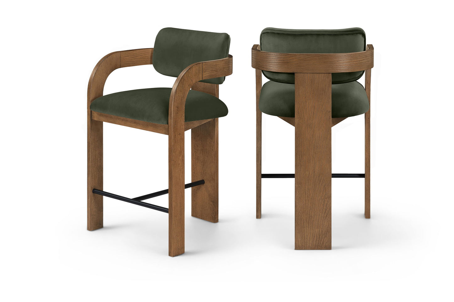 Cedra - Velvet Performance Fabric Upholstered Counter Stool - Brown Frame