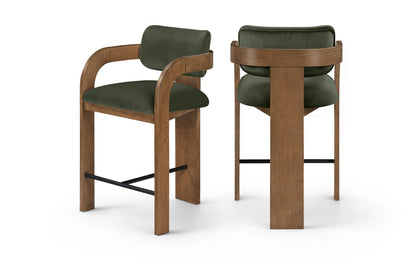 Cedra - Velvet Performance Fabric Upholstered Counter Stool - Brown Frame