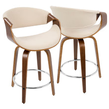 Load image into Gallery viewer, Curvini Mid - Century Modern Fixed Height Counter Stool With Swivel (Set of 2)

