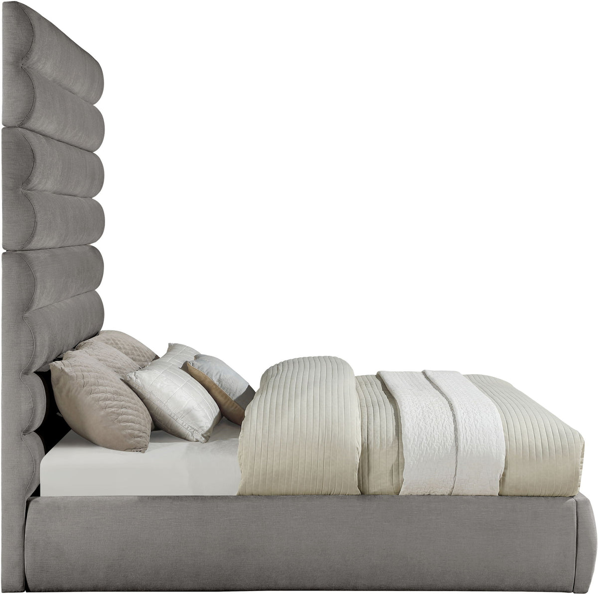 Adam - Chenille Fabric Bed With 89" Headboard