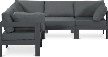 Nizuc - Outdoor Patio 5 Piece Modular Sectional With Gray Frame