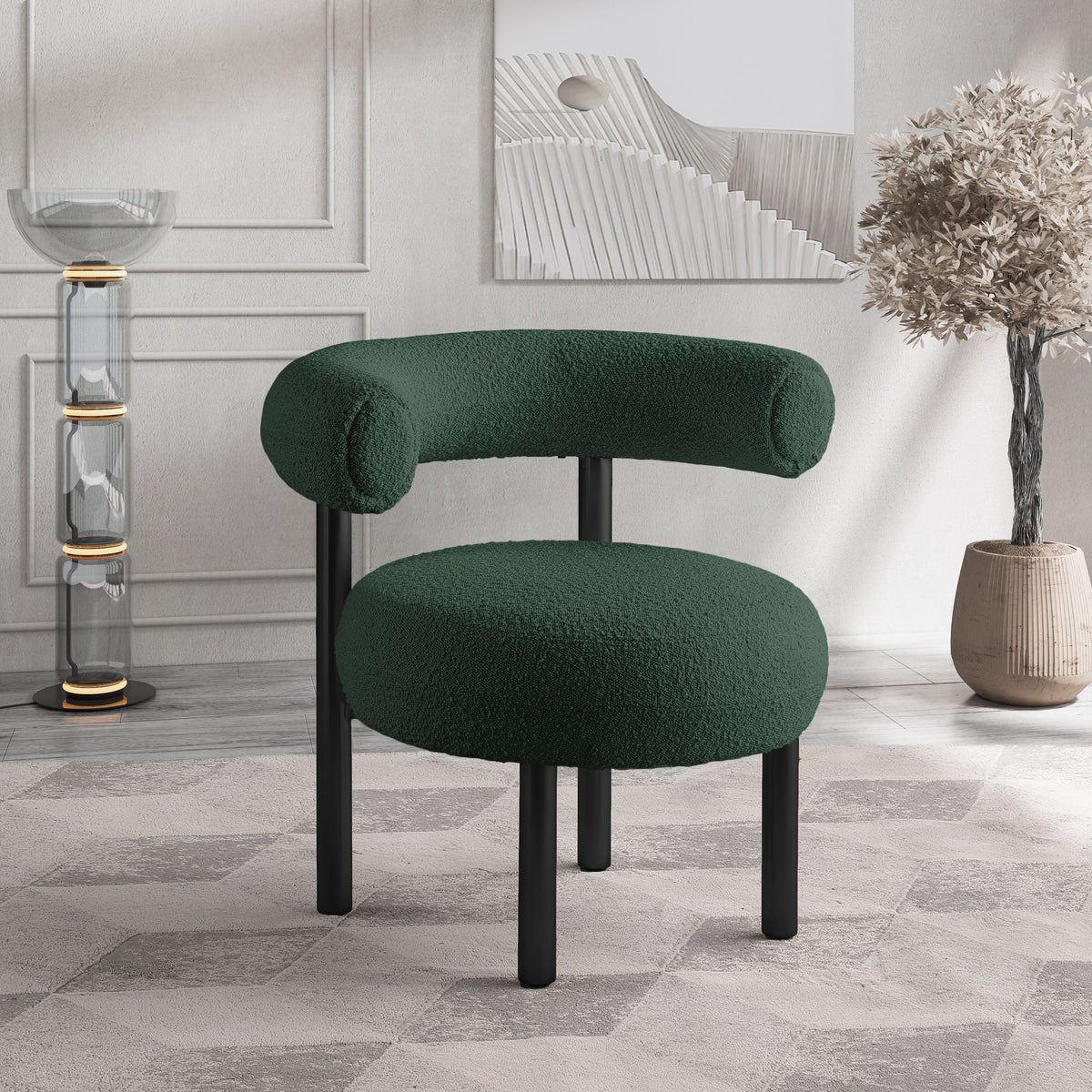 Bordeaux - Boucle Fabric Accent Chair With Black Legs