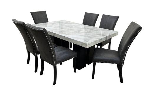 D02 - 9 Piece Dining Room Set (Dining Table And 8 Dinning Chairs) - Black