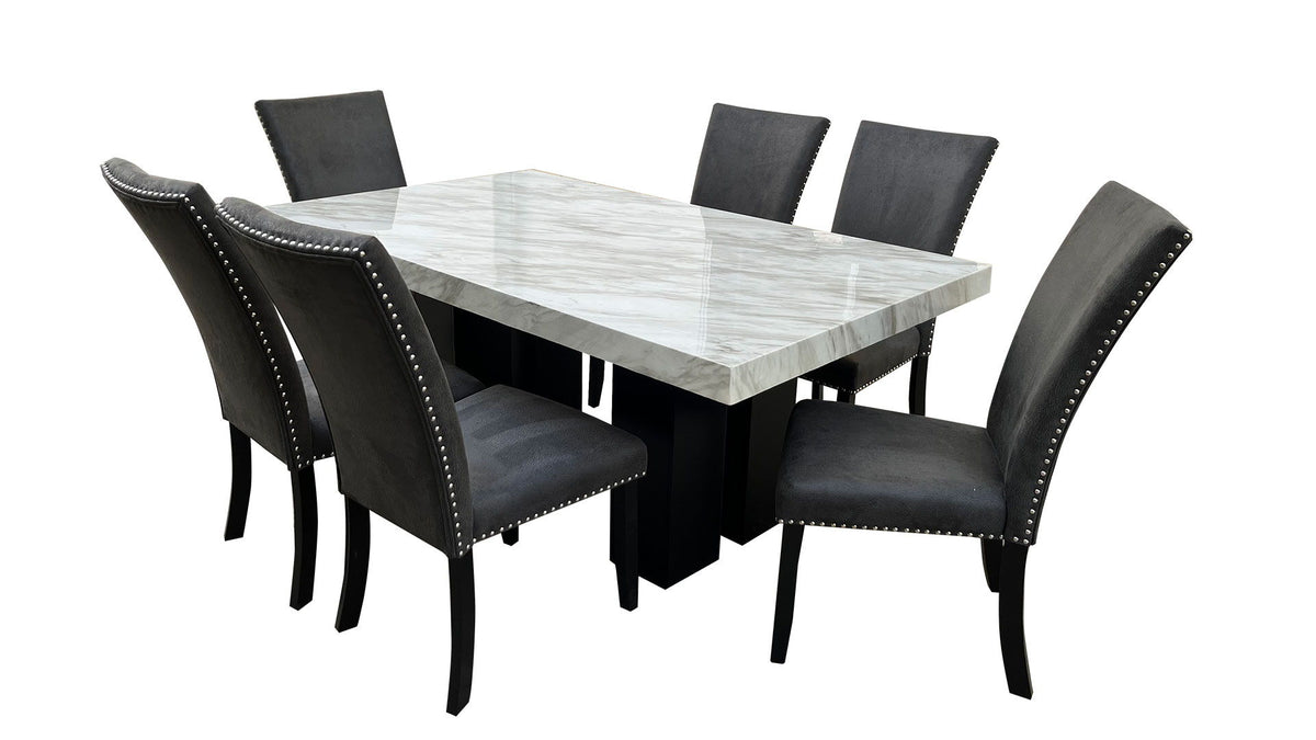 D02 - 7 Piece Dining Room Set (Dining Table And 6 Dining Chairs) - Black