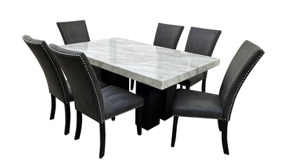 D02 - 7 Piece Dining Room Set (Dining Table And 6 Dining Chairs) - Black