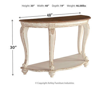Realyn - Sofa Table - White / Brown