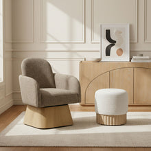 Load image into Gallery viewer, Marlowe - Linen Textured Fabric Upholstered Swivel Accent Chair - Stained Natural
