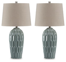 Load image into Gallery viewer, Hadbury - Ceramic Table Lamp (Set of 2) - Pale Blue / Teal
