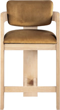 Load image into Gallery viewer, Sacha - Velvet Stool With Natural Base - Saddle
