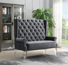 Load image into Gallery viewer, D2095 - High Back Velvet Wing Bench With Acrylic Legs
