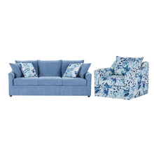 Load image into Gallery viewer, Sylvie - 2 Piece Living Room Set (Sofa &amp; Swivel Chair) - Blue And White Print
