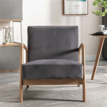 Open Framed Armchair With Cushioning And - Gray