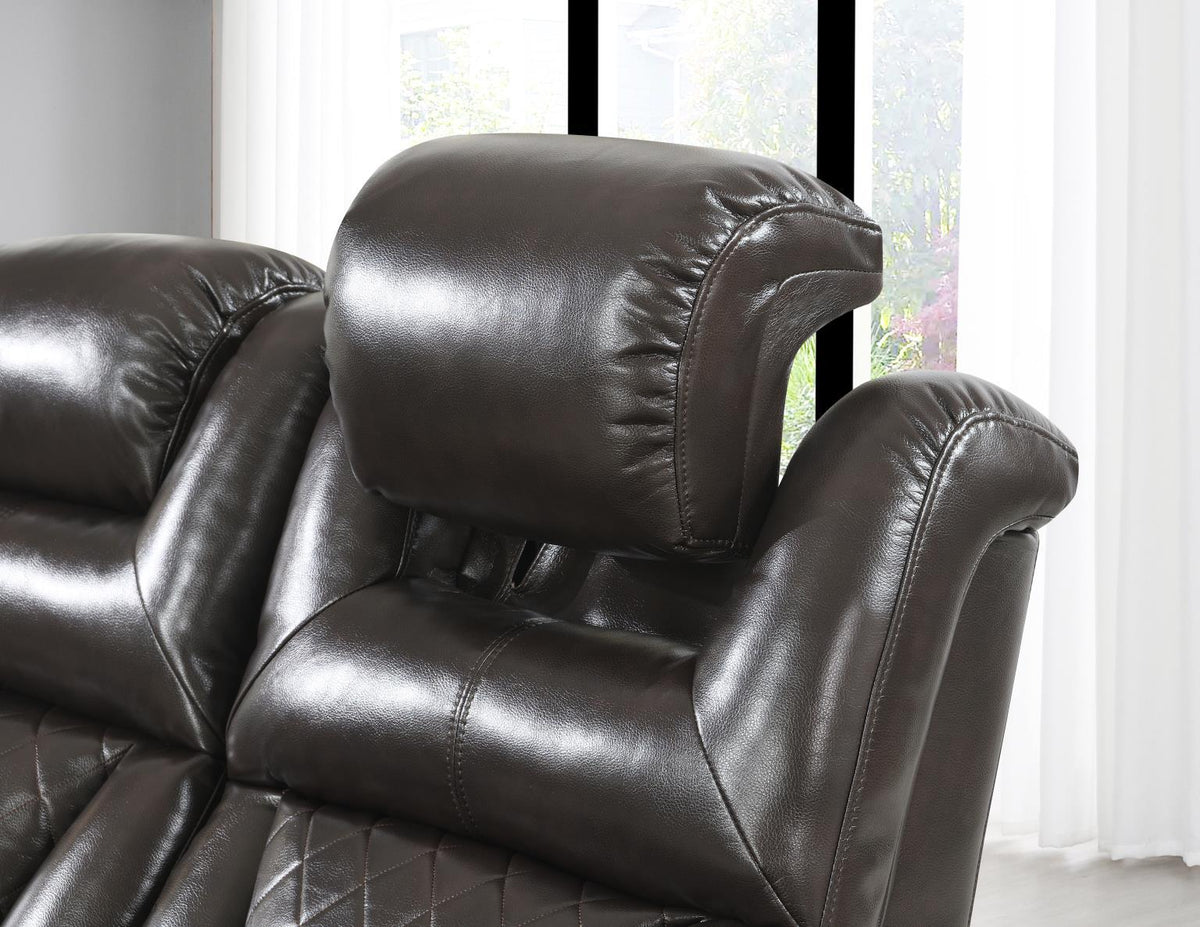 U104 - Power Reclining Sofa - Dark Brown