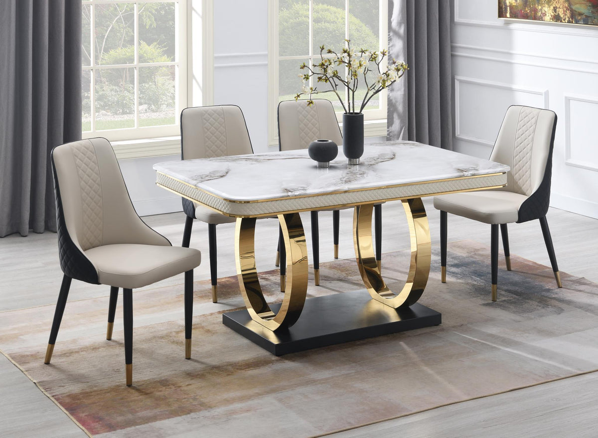 D211 - 5 Piece Dining Room Set (Dining Table, 4 Side Chairs) - White / Gray - Ego Home Furniture