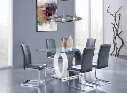 D1628 - 7 Piece Dining Room Set (Dining Table And 6 Dining Chairs) - Silver
