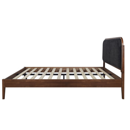 Hawthorne - 5/0 Queen Upholstered Platform Headboard - Walnut / Charcoal