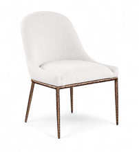 Load image into Gallery viewer, Ferro - Linen Textured Performance Fabric Upholstered Dining Side Chair - Cream / Brushed Bronze
