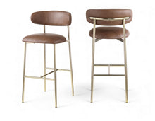 Load image into Gallery viewer, Lupita - Vegan Leather Upholstered Bar Stool With Brushed Gold Frame (Set of 2)
