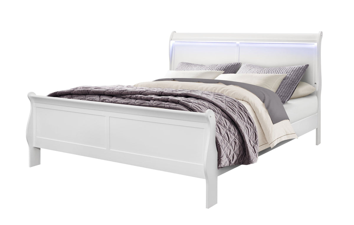 Charlie - King Bed With LED Side Rails - White