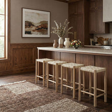 Load image into Gallery viewer, Entwine - Vegan Leather Upholstered Backless Counter Stool - Painted Natural
