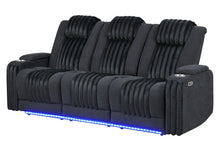 Load image into Gallery viewer, U8000 - Power Reclining Sofa With Power Headrest, Dropdown Table With Wood Trim &amp; Reading Light &amp; LED Light - Black
