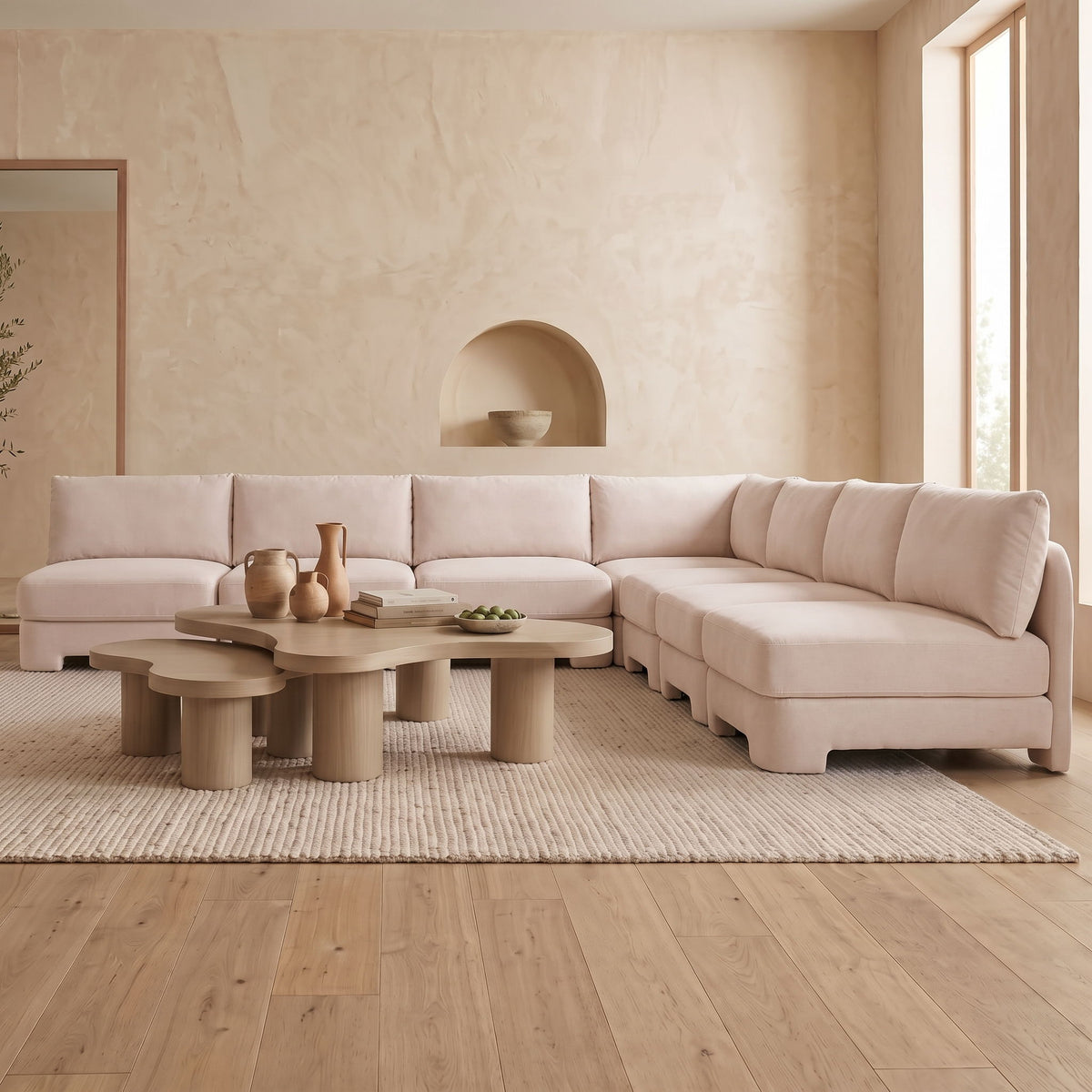 Hammond - Velvet Performance Fabric Upholstered 7 Piece Armless Sectional