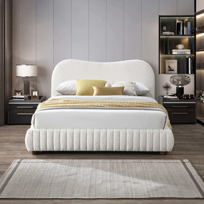 Norme - Queen Size Upholstered Low Profile Platform Bed - Cream