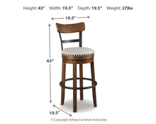 Load image into Gallery viewer, Valebeck - Tall Upholstered Swivel Barstool
