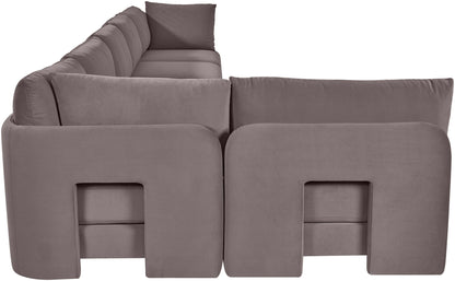 Hammond - Velvet Performance Fabric Upholstered 6 Piece L-Shaped Armless Sectional