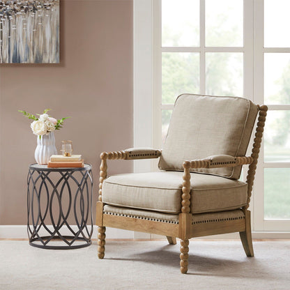 Arm Chair With Open Back Spindle Design, Padded Armrests - Ego Home Furniture
