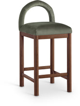 Load image into Gallery viewer, Conrad - Velvet Counter Stool With Brown Legs
