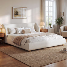 Load image into Gallery viewer, Modern Upholstered Bed Frame With Wingback Headboard

