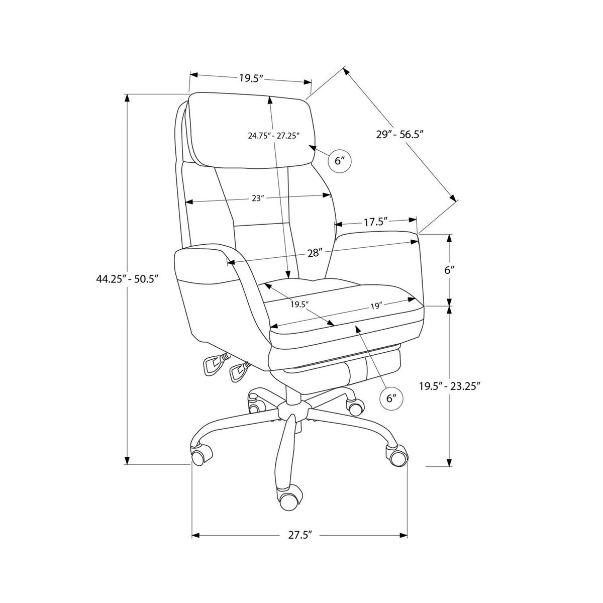 Office Chair With Adjustable Height, Armrests, Ergonomic Design - Dark Gray