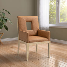 Load image into Gallery viewer, Gwendolyn - Faux Leather Dining Arm Chair With Natural Frame
