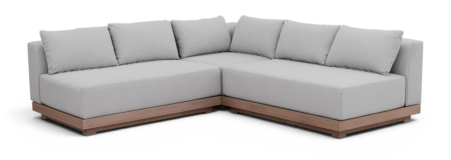 Solace - Olefin Performance Fabric 3 Piece Outdoor Patio Modular Sectional (2 Loveseats & Corner Chair)