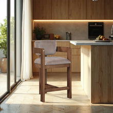 Load image into Gallery viewer, Sacha - Velvet Stool With Brown Base
