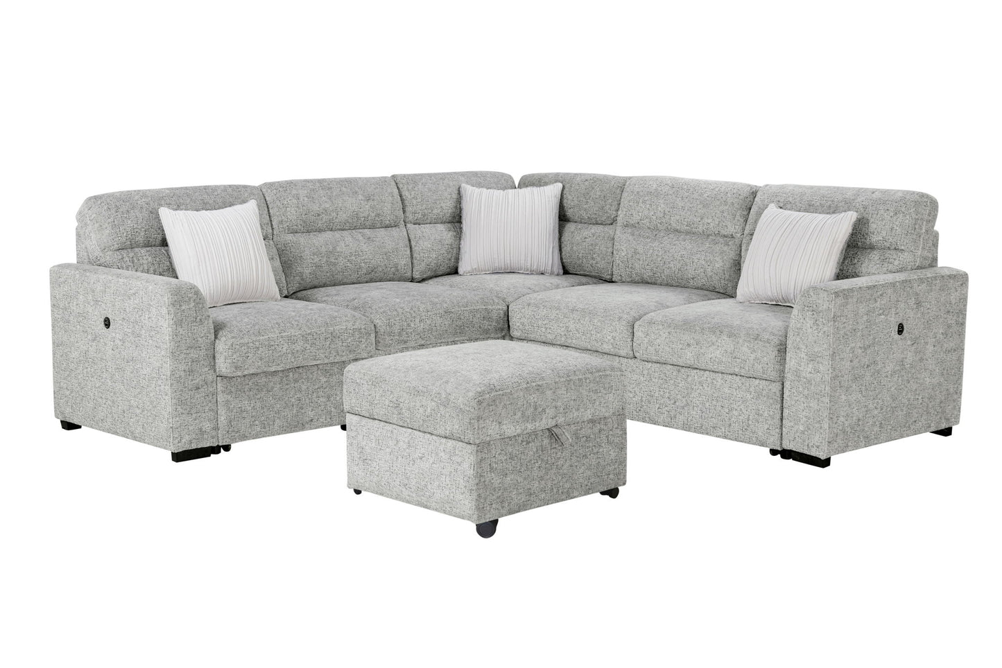 U9401 - Armless Chair With Pull Out Sofa Bed And 1 Pillow - Gray / Nickel