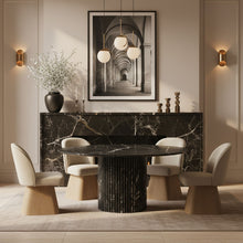 Load image into Gallery viewer, Marlowe - Linen Textured Fabric Upholstered Swivel Dining Side Chair - Stained Natural
