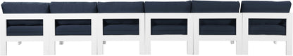 Nizuc - Outdoor Patio 6 Seat Armless Modular Sofa With White Frame