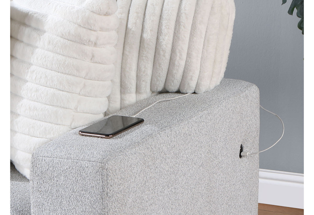 U0204 - Reversible Sofa Bed With USB - Light Gray / White