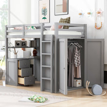 Load image into Gallery viewer, Loft Bed With Drawers, Desk, And Wardrobe
