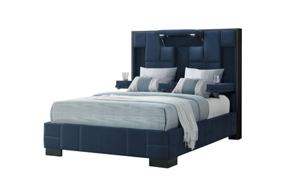 Oscar - Queen Bed Without Wood Trim - Navy Blue