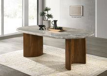 Load image into Gallery viewer, D071 - Rectangular Dining Table - Dark Walnut / Pandora Marble
