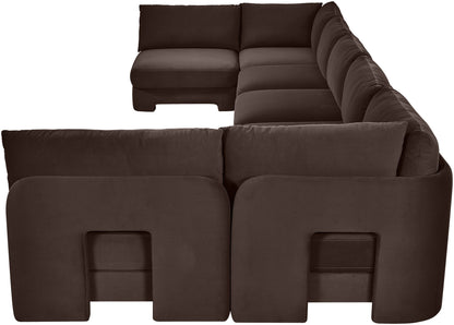Hammond - Velvet Performance Fabric Upholstered 7 Piece U-Shaped Armless Sectional