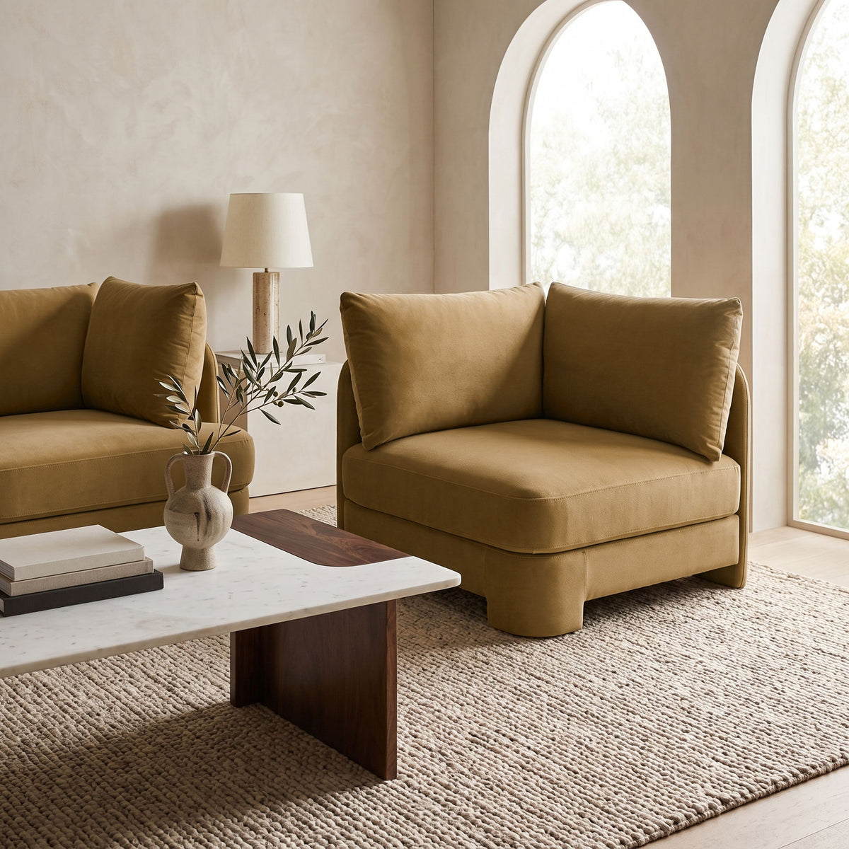 Hammond - Velvet Performance Fabric Upholstered Corner Chair