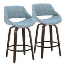 Load image into Gallery viewer, Fabrico - Mid Century Modern Fixed Height Counter Stool &amp; Round Footrest (Set of 2)
