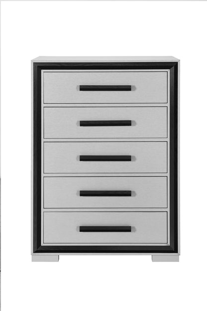 Amelia - 5 Piece Full Bedroom Set With LED, Cooler And Speaker - Black / Gray