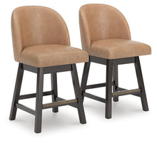 Load image into Gallery viewer, Neymorton - Upholstered Swivel Faux Leather Barstool (Set of 2) - Dark Grayish Brown
