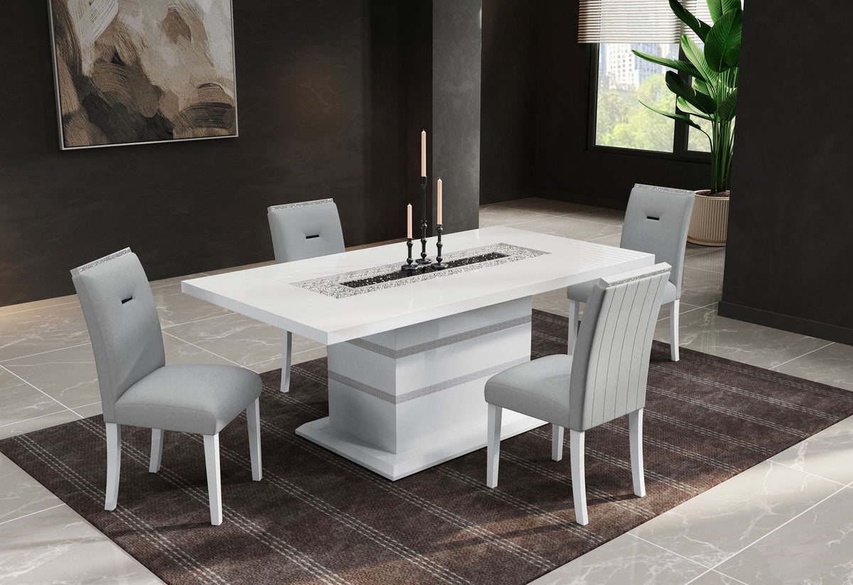 Monaco - 5 Piece Dining Room Set (Dining Table And Four Dining Chairs) - Light Gray / White